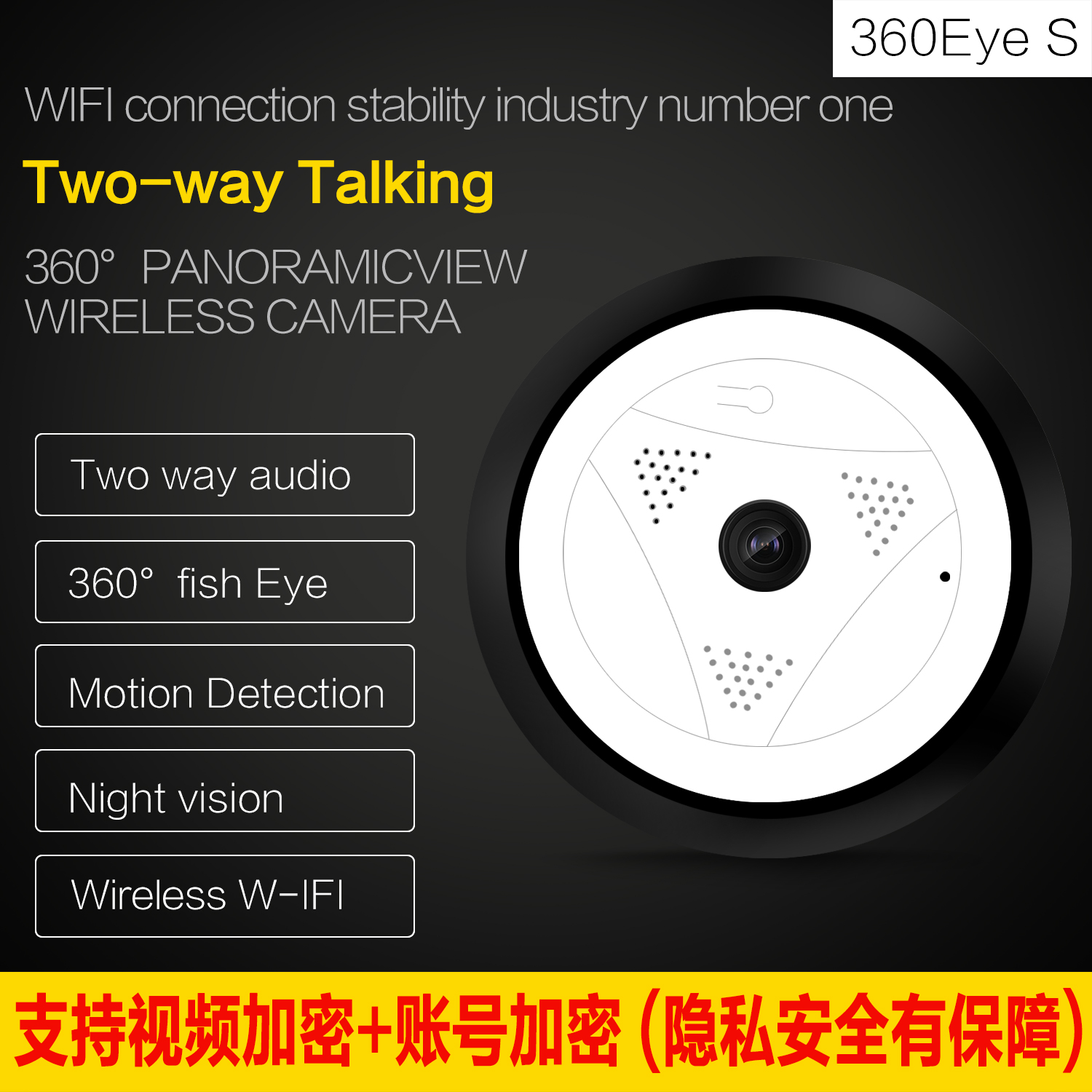 960P 360eyes infrared night vision wireless HD fisheye camera